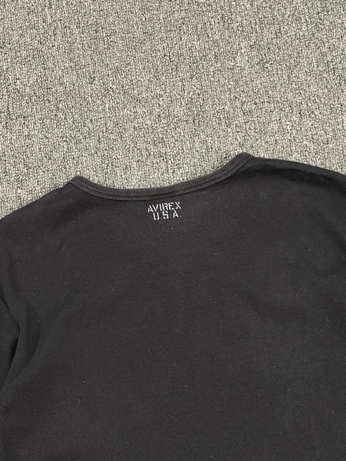 L)Avirax vintage v넥 블랙 골지 반팔 상품이미지5