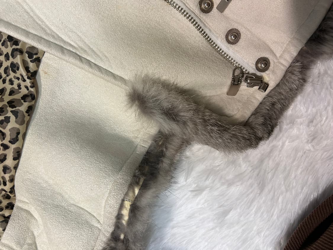 fur shearling white rider jacket 상품이미지5