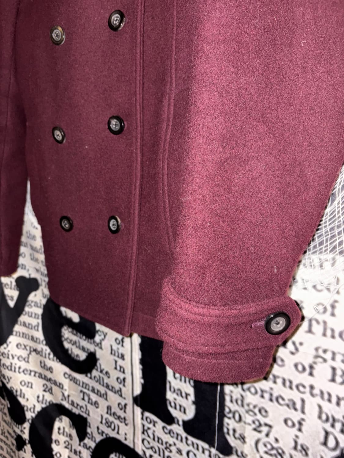 No id burgundy wool peacoat 상품이미지8