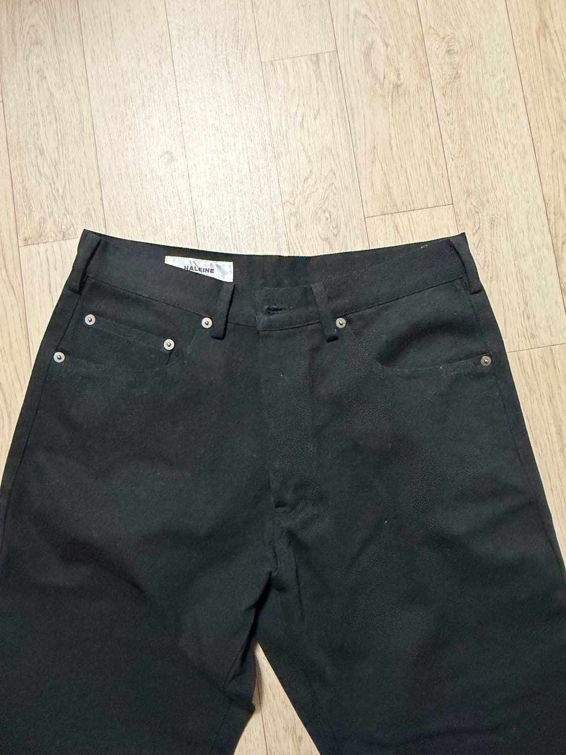 알렌느 COTTON TWILL BOOTCUT PANTS BLACK 상품이미지5