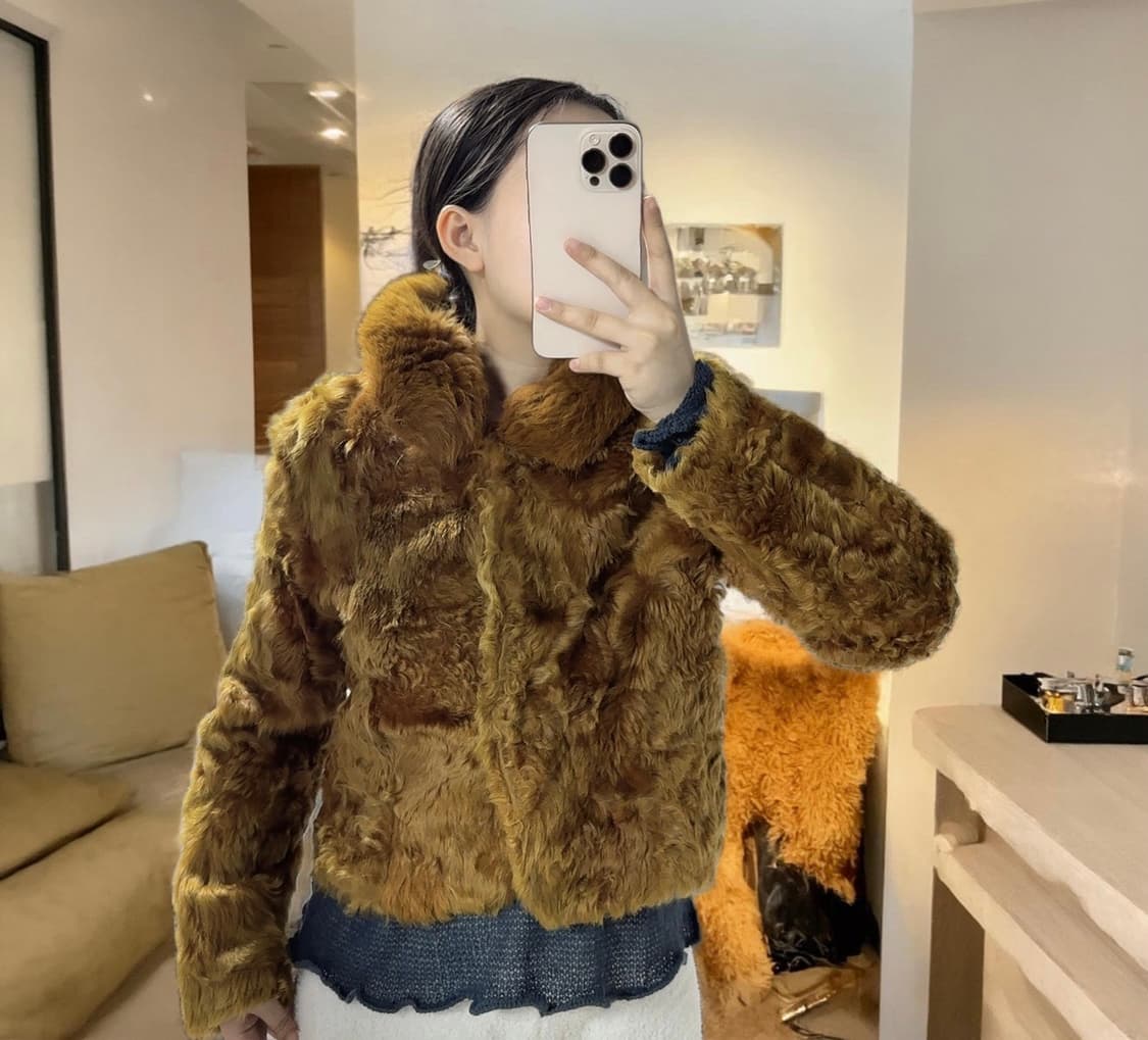 빈티지 토끼털&양털 칼라 양털 토스카나 코트 상품이미지8