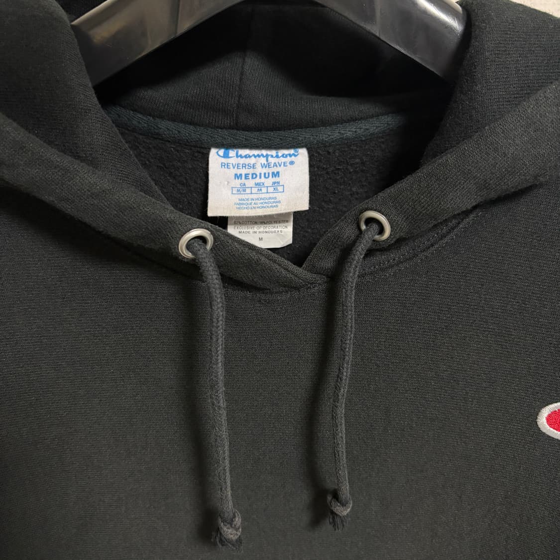 챔피온 리버스위브 기모 로고 후드티 / 블랙, M 상품이미지4