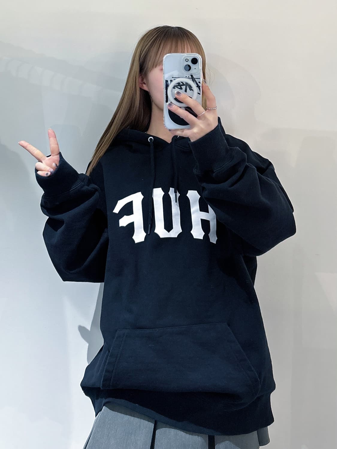 허프 빅로고 블랙 후드 상품이미지1