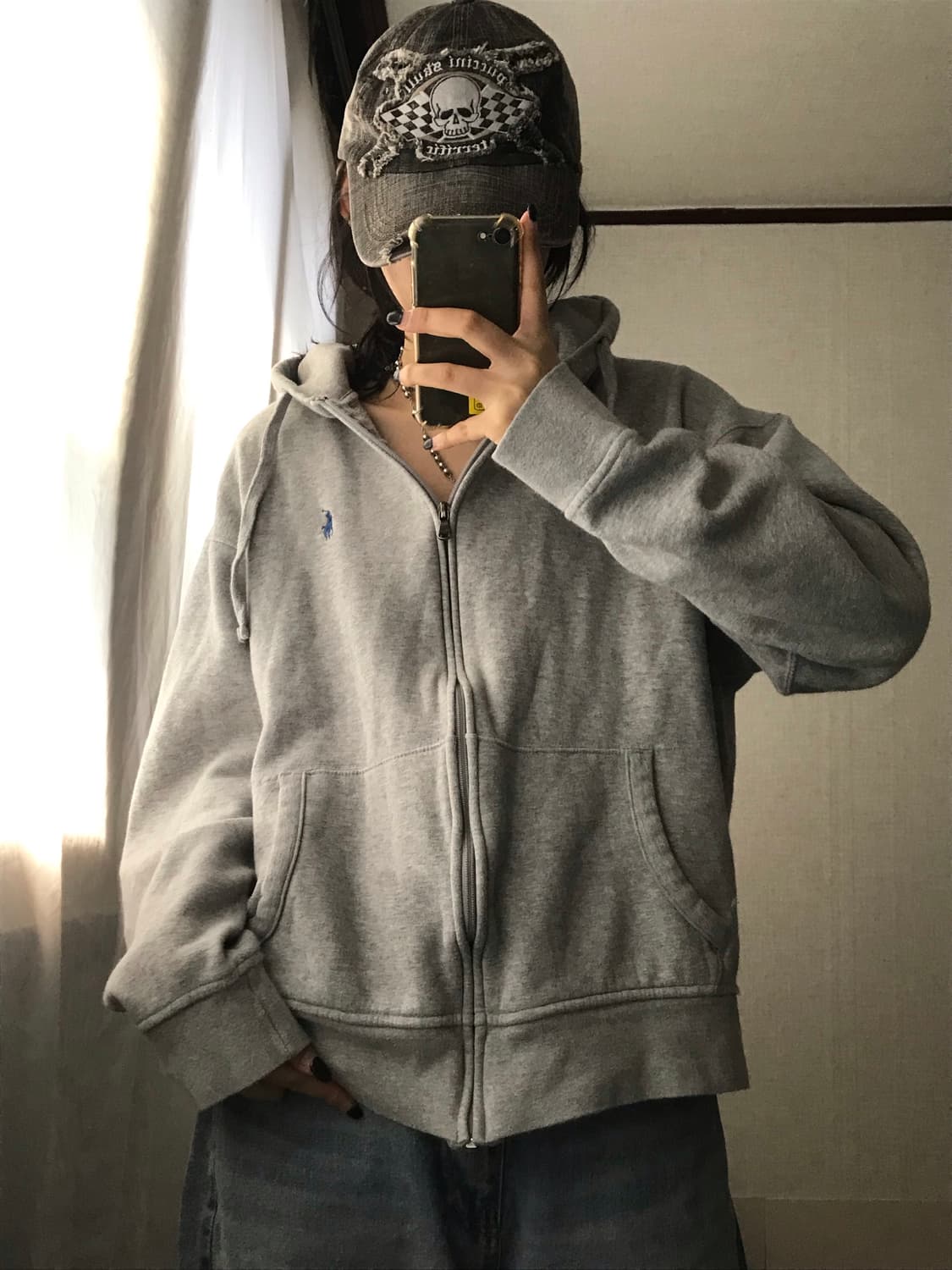 폴로 그레이 후드집업 상품이미지1