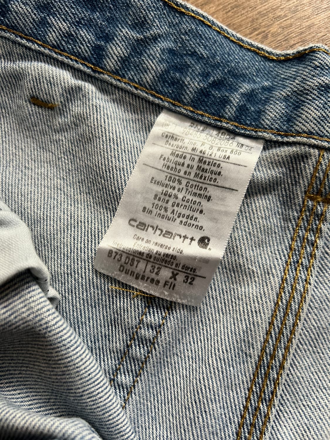 [32]칼하트 USA 덩가리핏 빈티지 데미지드 더블니 워크 데님 팬츠 상품이미지7