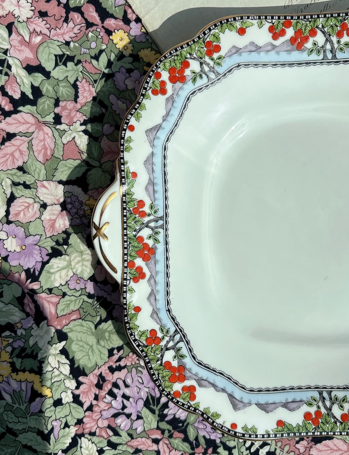 영국 올드 앤슬리 핸드페인티드 귀달이 케이크접시 상품이미지3