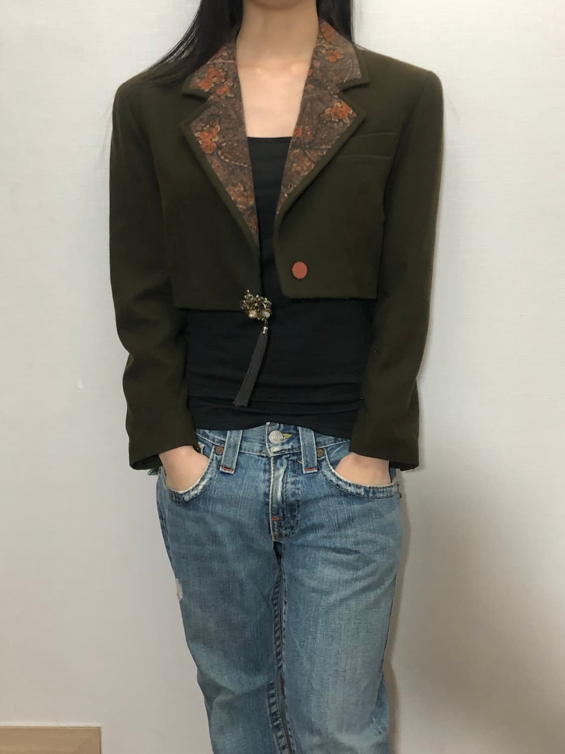 빈티지 브라운 오리엔탈 크롭 자켓 상품이미지4