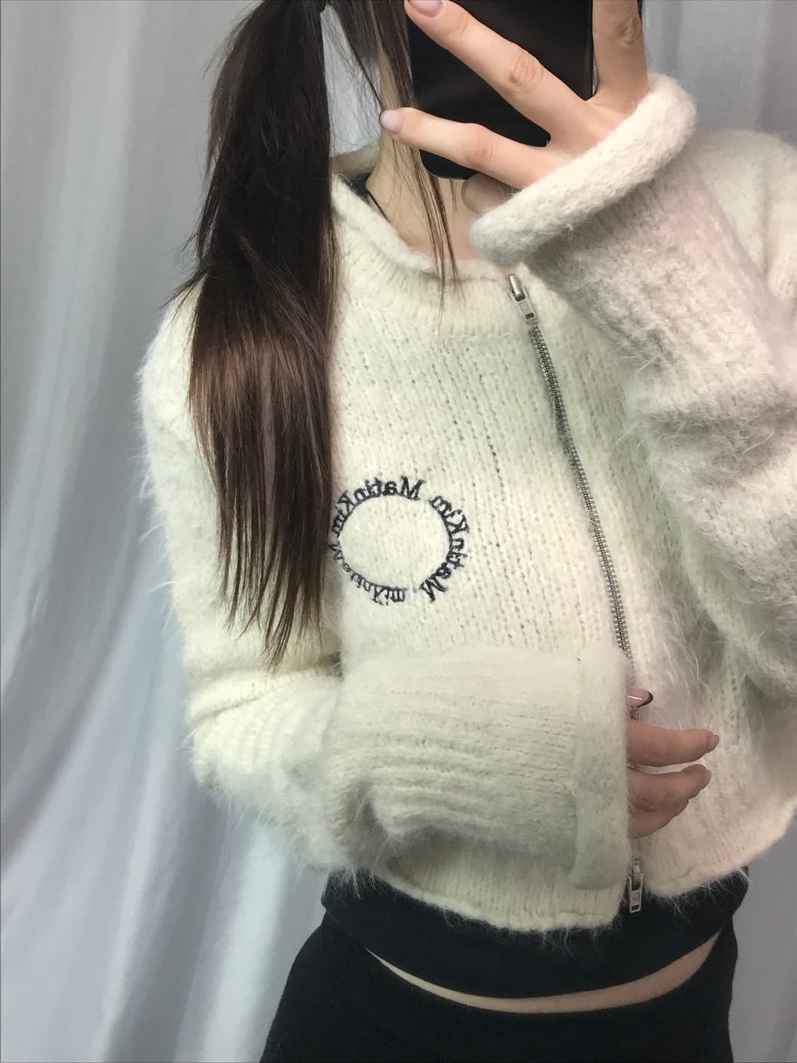Matin Kim 마뗑킴 아이보리 크롭 집업 가디건 상품이미지3