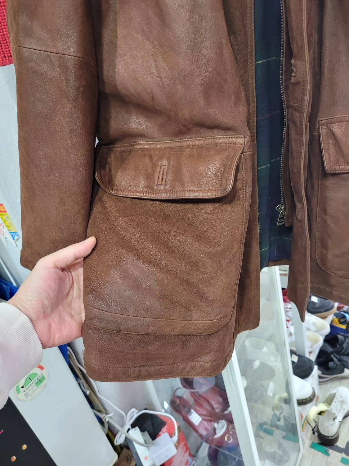 캠브리지그린 브라운 가죽 무스탕 코트 상품이미지10