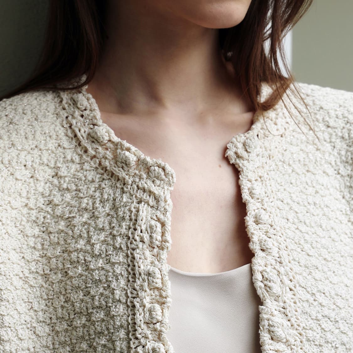 한스스타일(hans style) 스캘럽 햄라인 가디건 44-66 새상품 상품이미지4