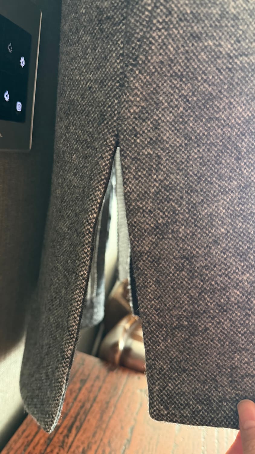 블루페페 후드 롱코트 회색 그레이 울 블렌드 니트 롱자켓 루즈핏 오픈형 상품이미지3