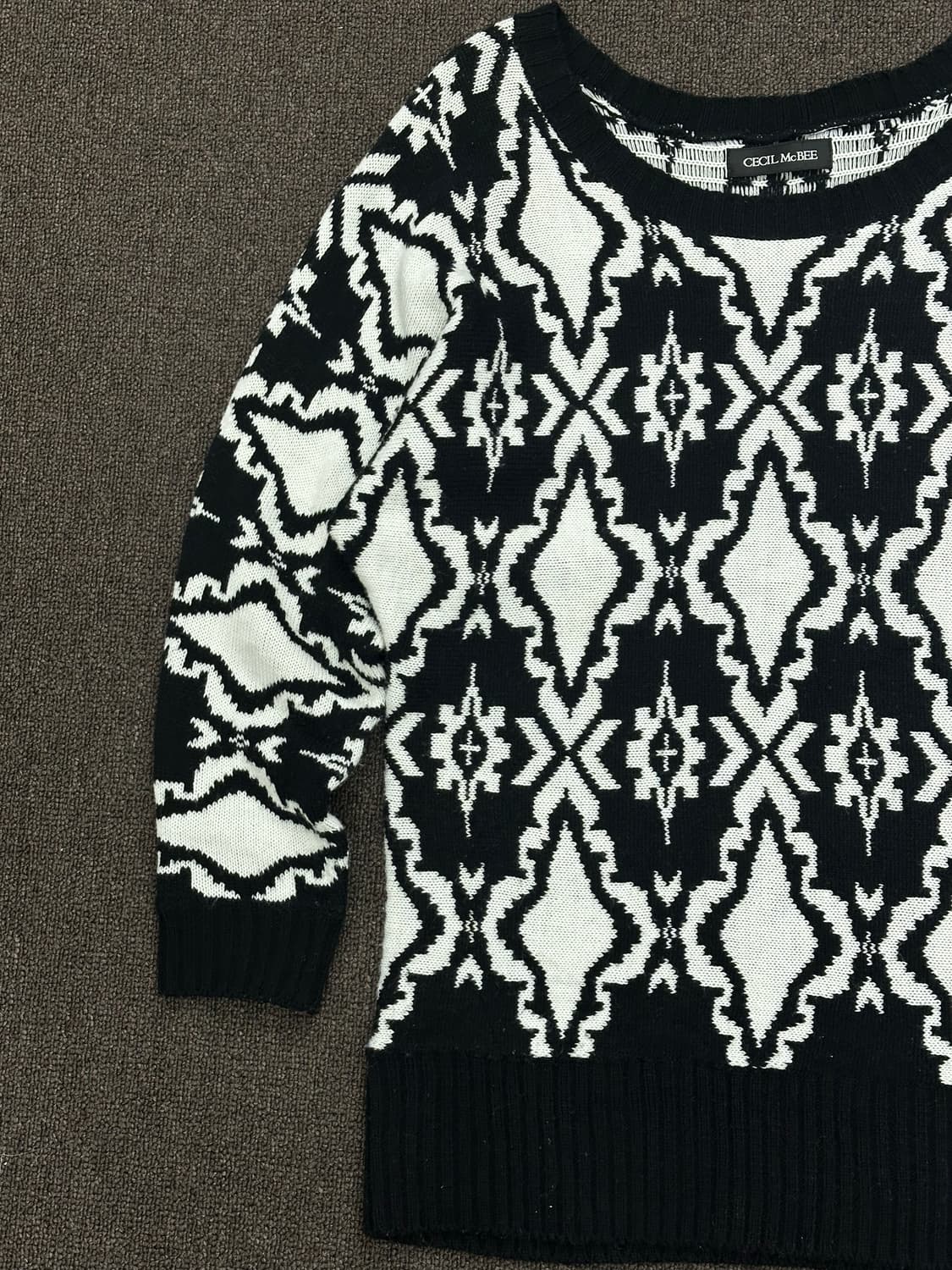 M)Cecil McBee vintage 여성 루즈넥 패턴 니트 스웨터 상품이미지3