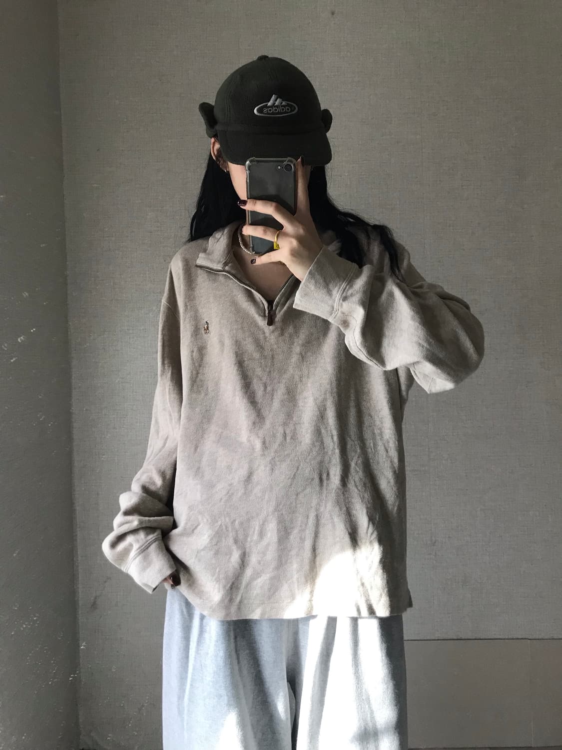 폴로 오트밀 오버핏 반집업 상품이미지2
