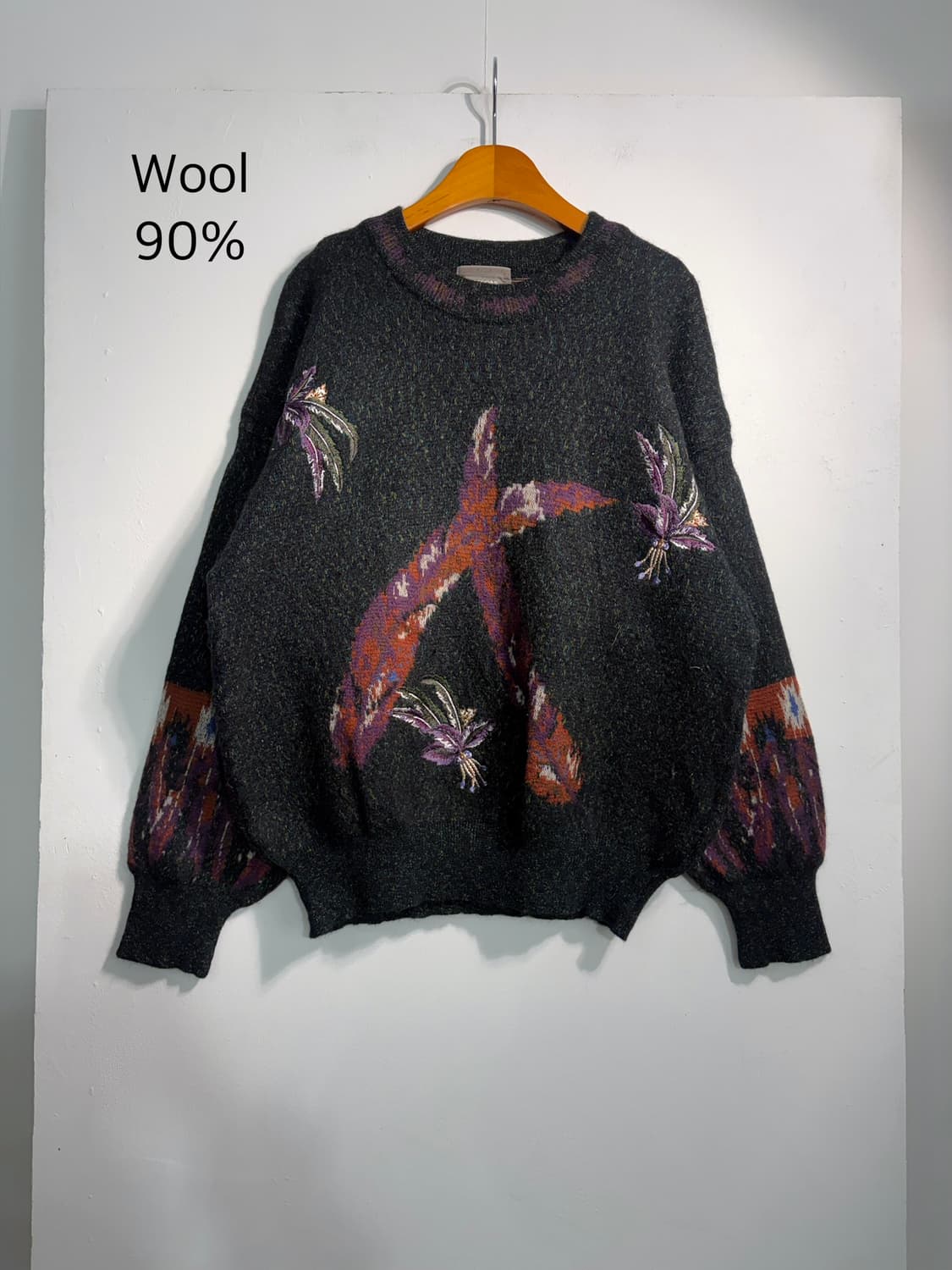 wool 90% 자수 니트 L 상품이미지1