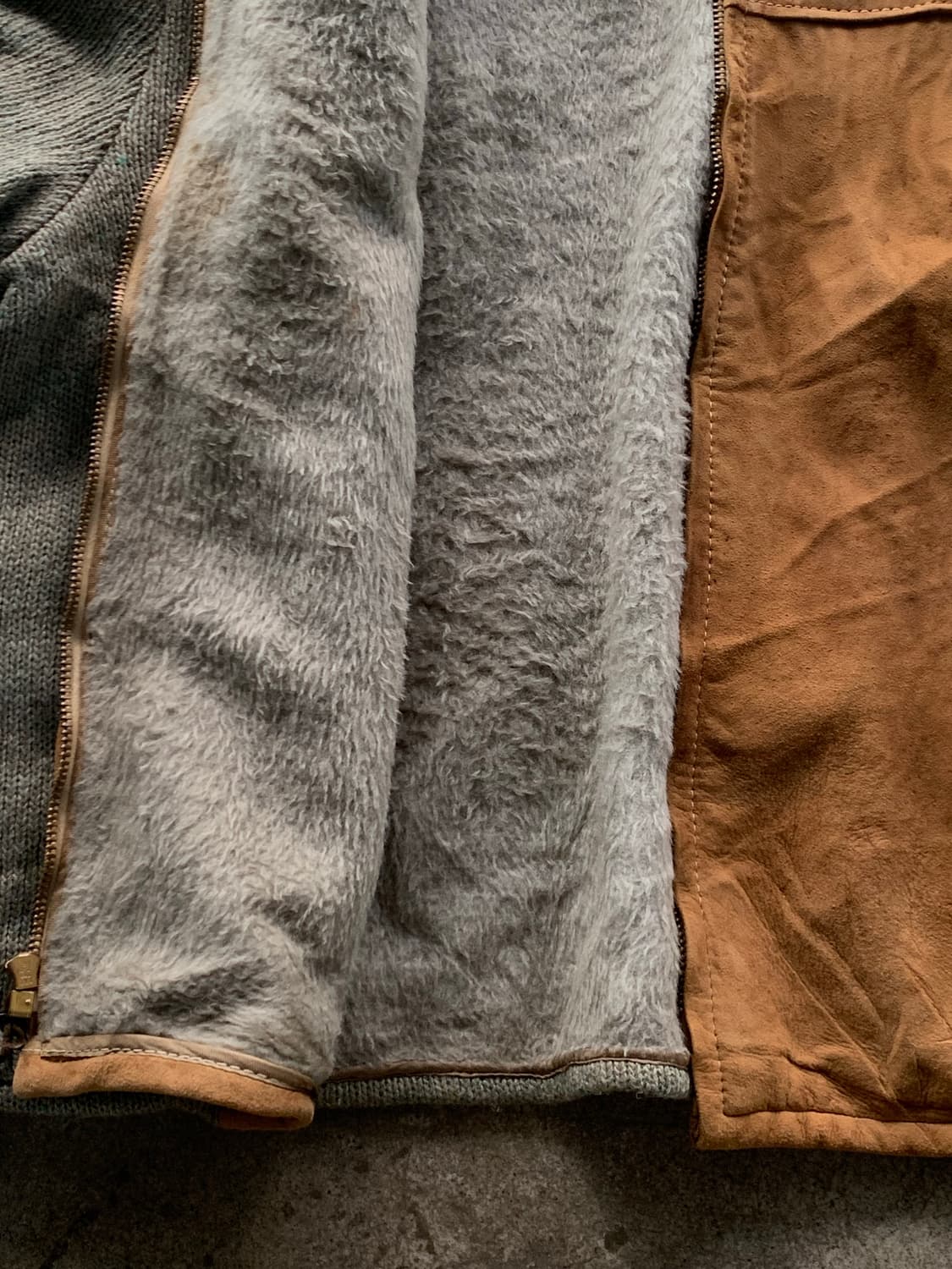 60-70s 타운크래프트 by Penney’s 울 레더 스위칭 카디건 상품이미지8