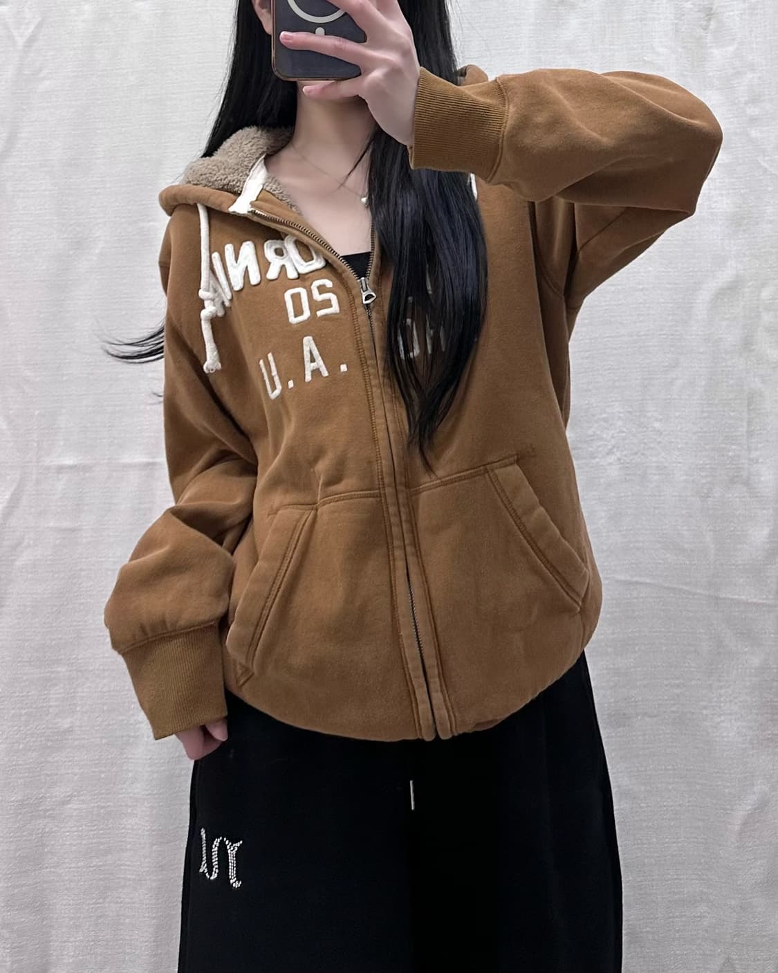 후아유 보아털 후드집업 상품이미지1