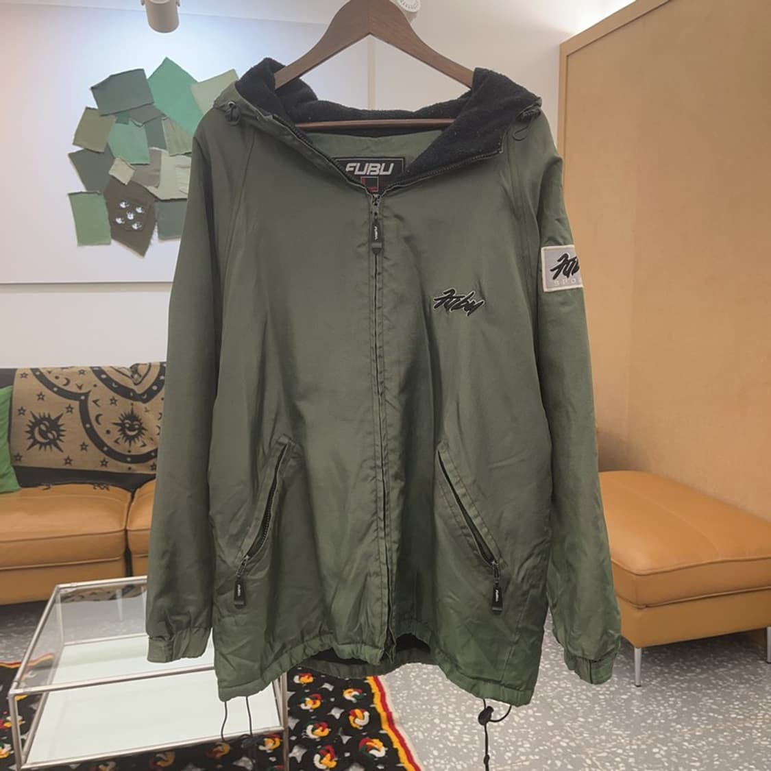 푸부 올드스쿨 레트로 빈티지 백로고 바람막이 후드 자켓 L C08000 상품이미지4