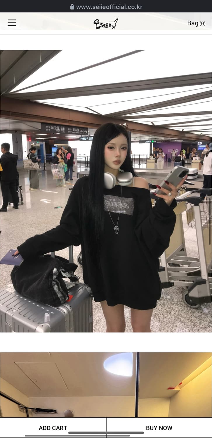 seiie 세이에 원숄더 맨투맨 Twinkle Off shoulder 상품이미지2