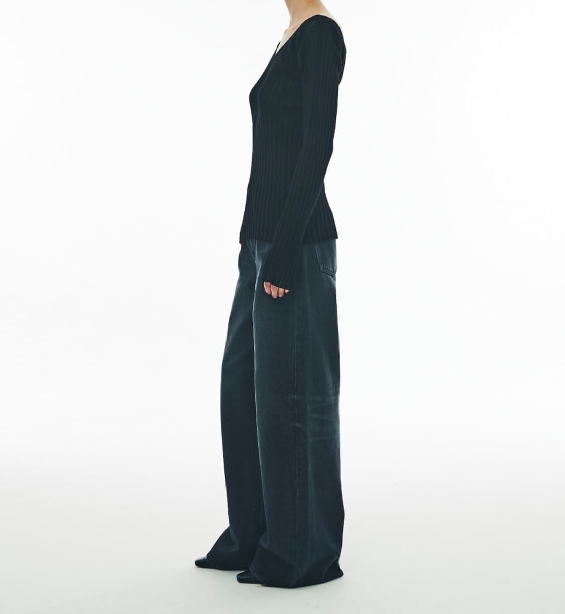 세터우먼 레인 미드라이즈 스트레이트 데님팬츠 블랙(M) 더콜디스트모먼트 상품이미지5