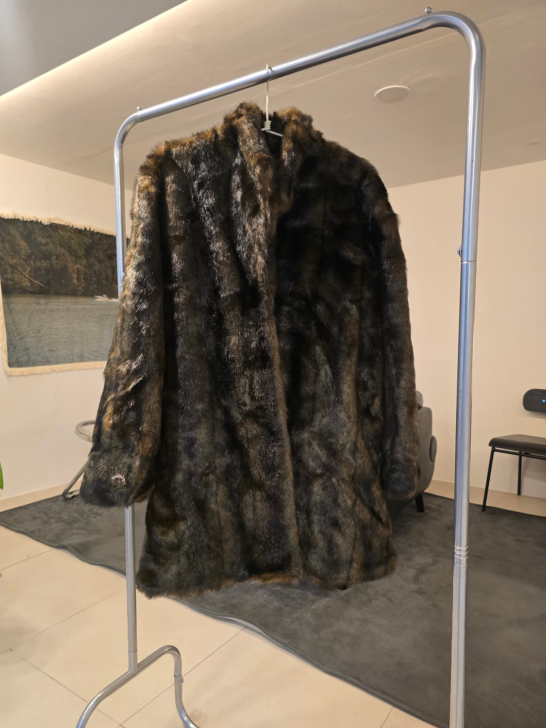 브라운 페이크밍크 롱코트 상품이미지1