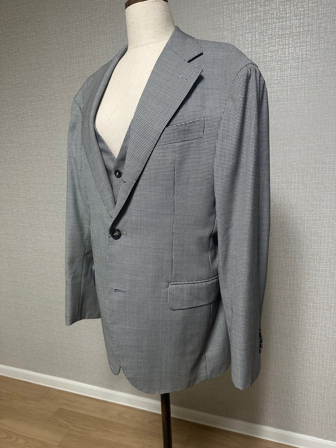수제맞춤정장.도멜원단 하운드투스슈트 상의,하의,베스트 풀세트  상품이미지3