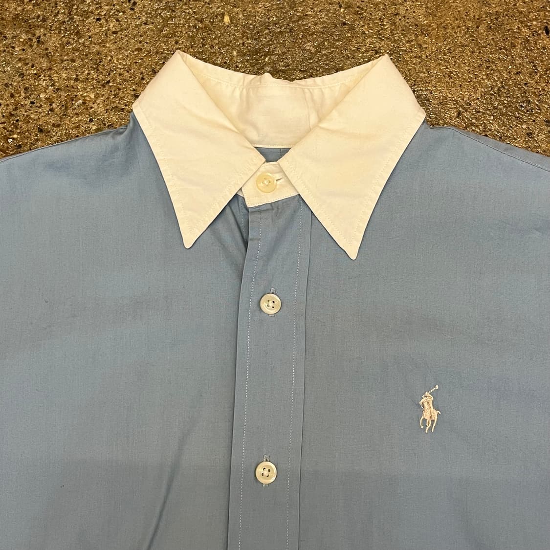 미국 빈티지 폴로 랄프로렌 블루 셔츠 화이트 카라 상품이미지3