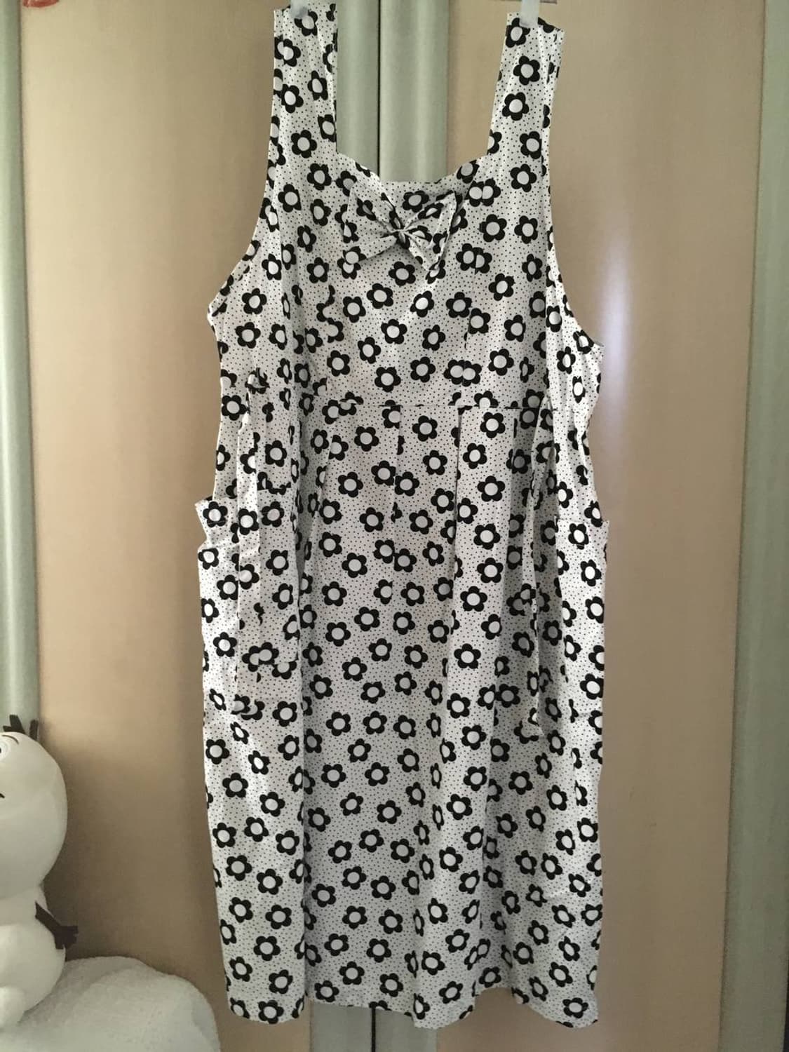 빈티지 도트 화이트 플라워 레이어드 원피스 상품이미지1