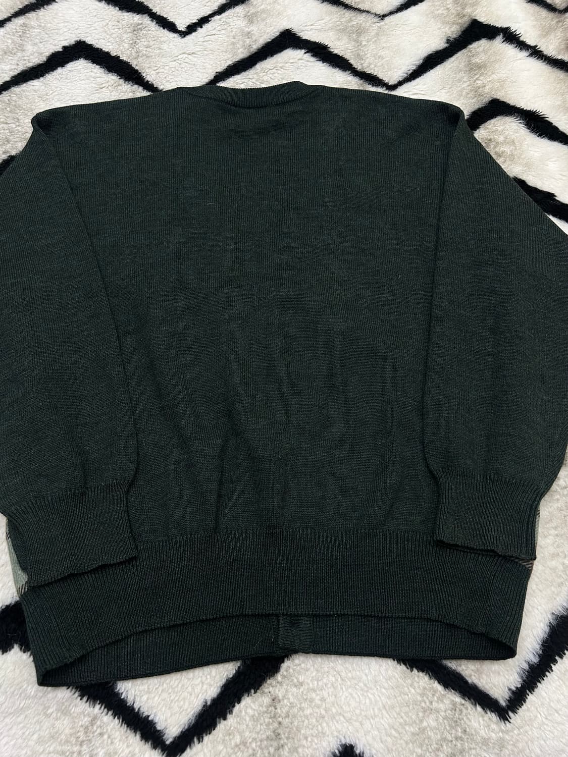 [L]라코스테 V넥 체크 가디건/다크그린 상품이미지4