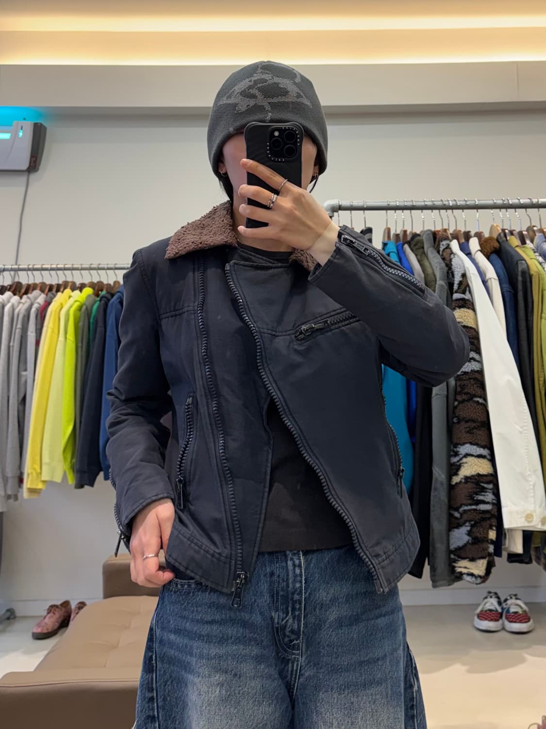 아페쎄 사선 집업 바이커 자켓 상품이미지5