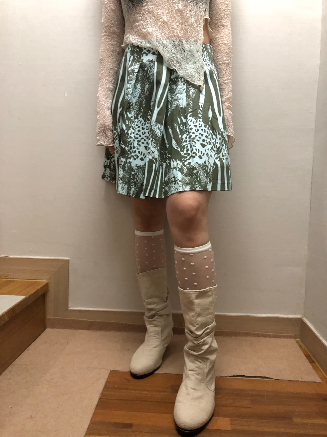 빈티지 라이트 블루 미니 스커트 상품이미지1