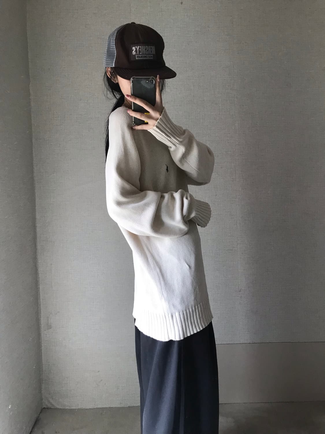폴로 아이보리 오버핏 니트 상품이미지3