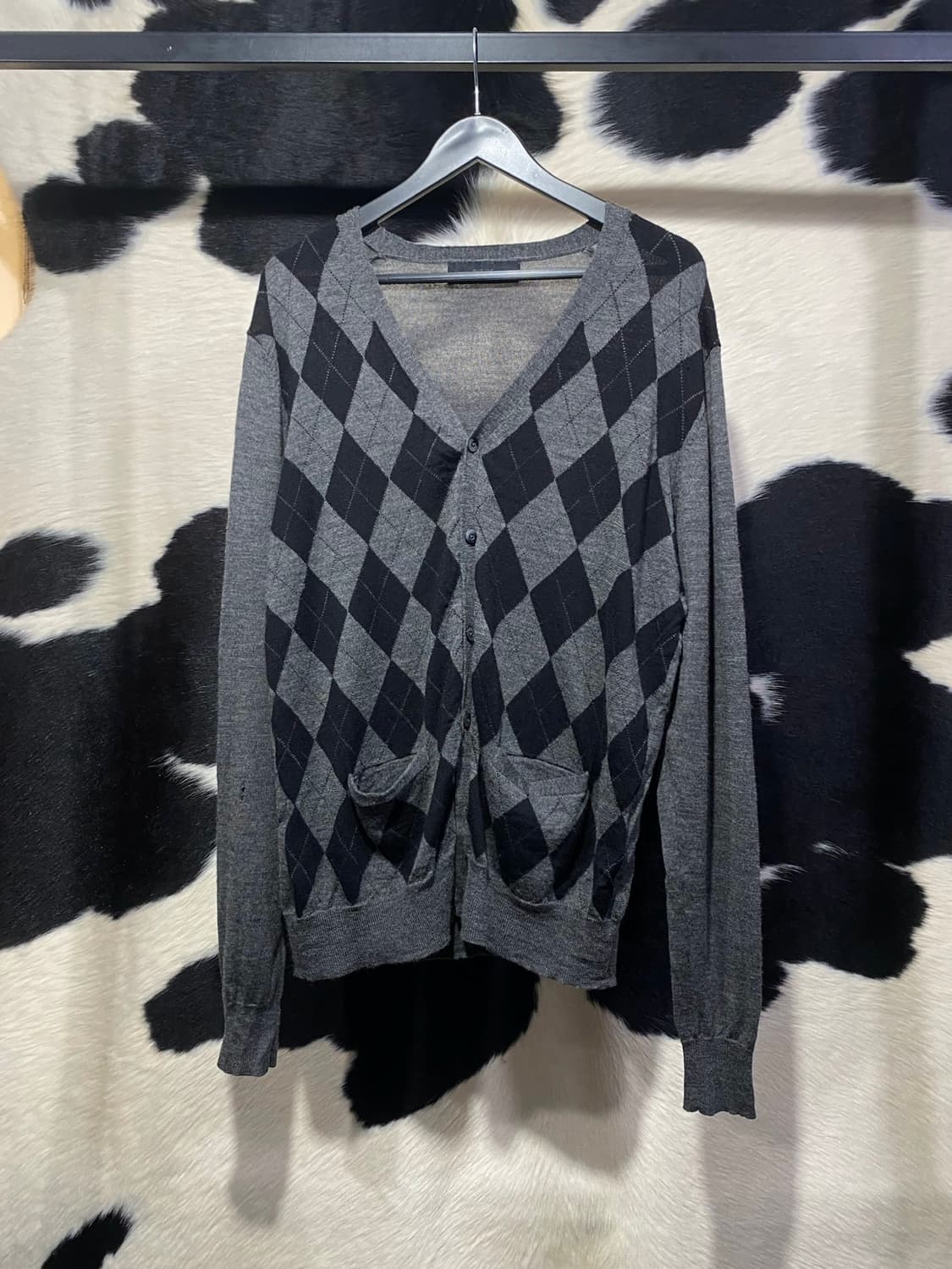 Plus one 아가일 패턴 브이넥 가디건 상품이미지2