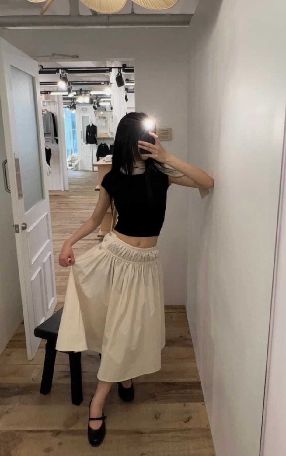 새상품 글로니 BLOOM SHIRRING LONG SKIRT 상품이미지1