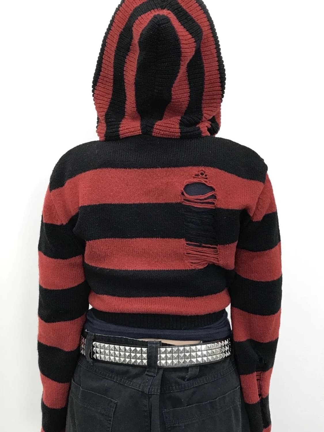 Red Black Punk Crop Hoodie 상품이미지4