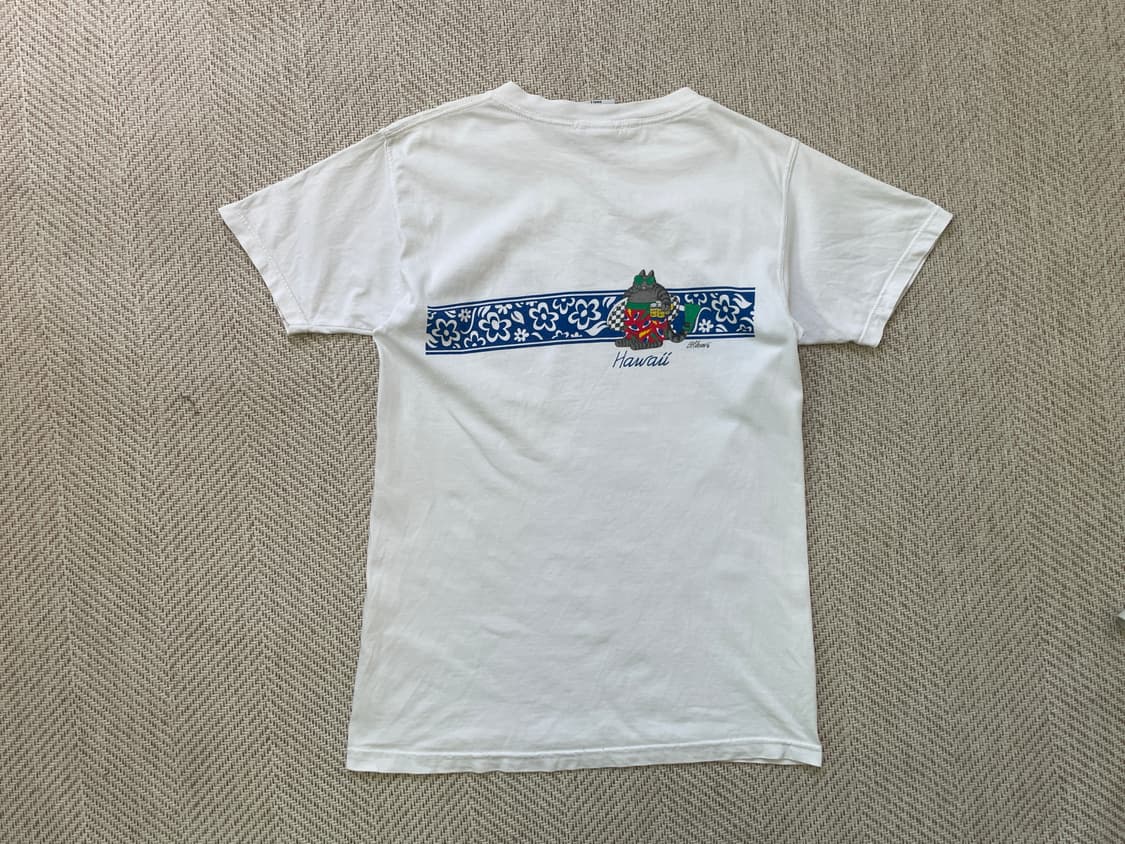 8~ 90s usa 블루하와이캣 하와이안 보더 그래픽 티셔츠 상품이미지6