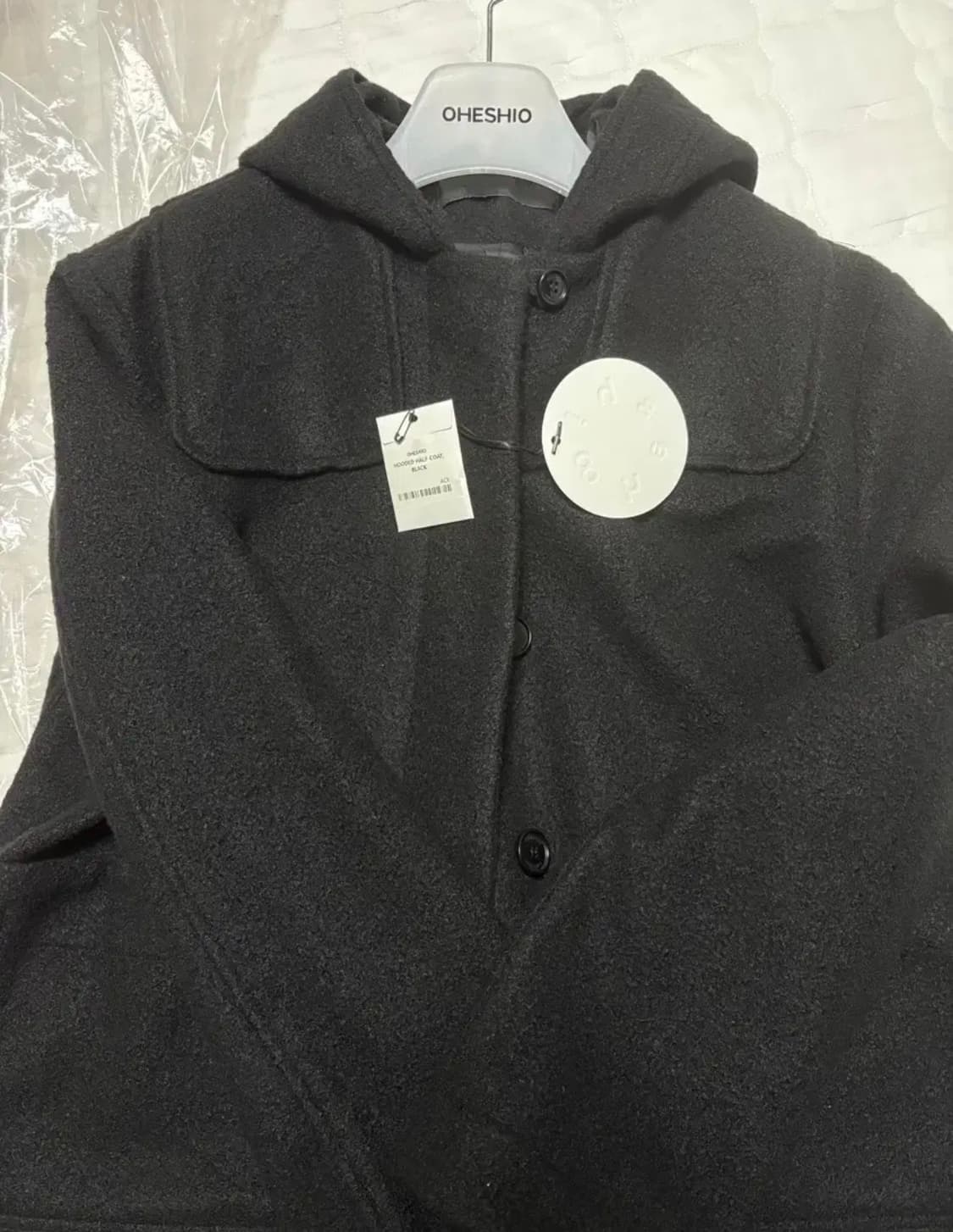 오헤시오 후디드 하프 코트 블랙 상품이미지4