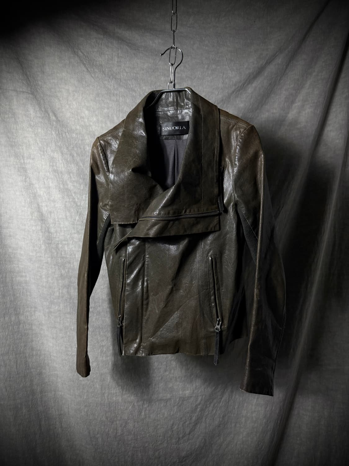 비대칭 라이넥 양가죽 자켓 상품이미지1