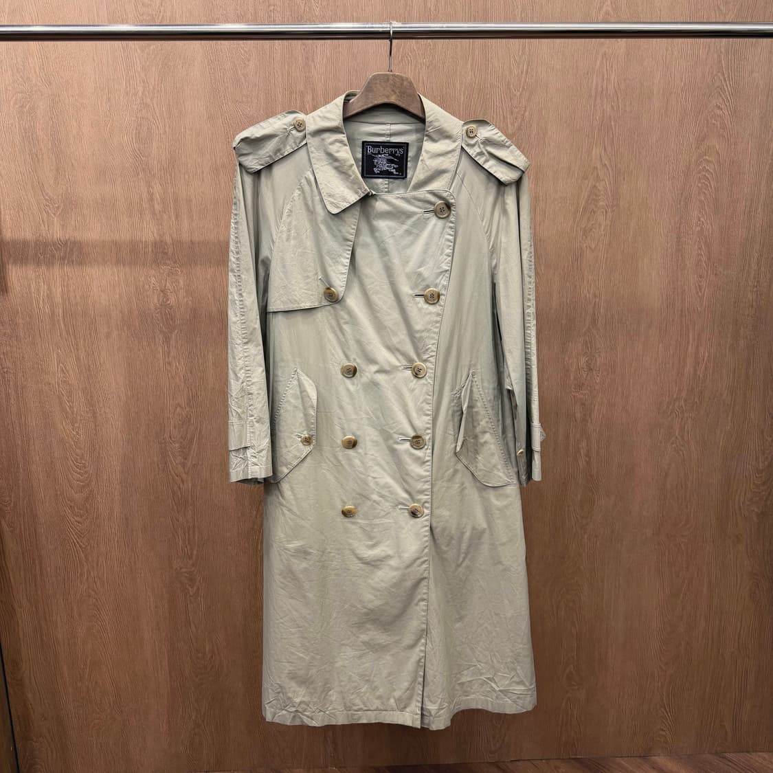 버버리 코튼 롱 트렌치 코트 더블 브레스티드 벨트 견장 디테일 베이지 상품이미지2