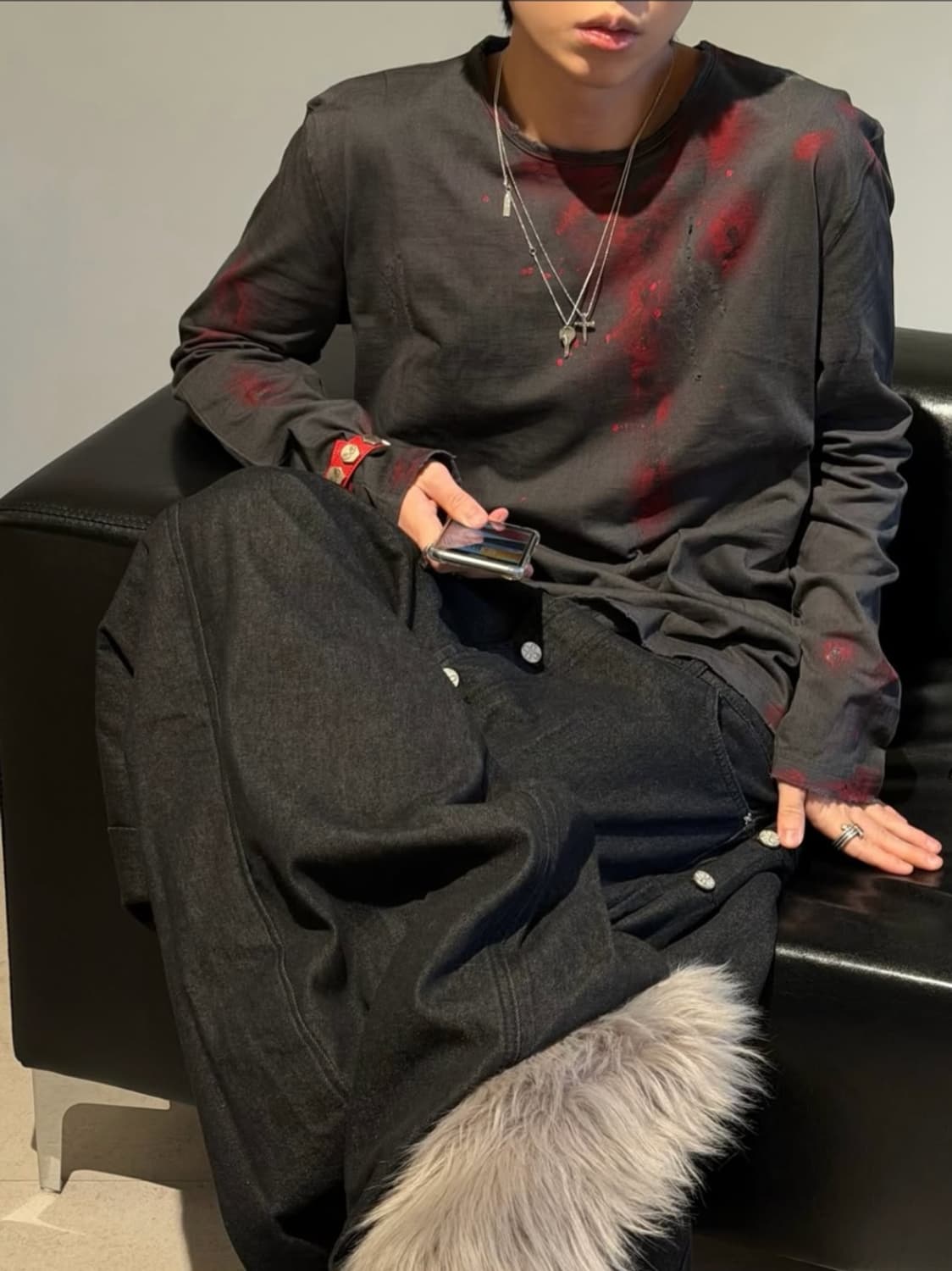 Devil kim 데빌킴 블러드 롱슬리브 차콜 L 상품이미지2