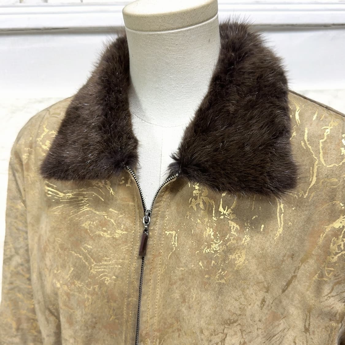 빈티지  밍크퍼 칼라 양털 염소새끼털 되지가죽자켓 무스탕 상품이미지6