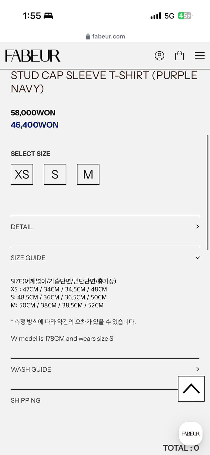 FABEUR 스터드 캡 슬리브 티셔츠 퍼플 네이비 상품이미지5