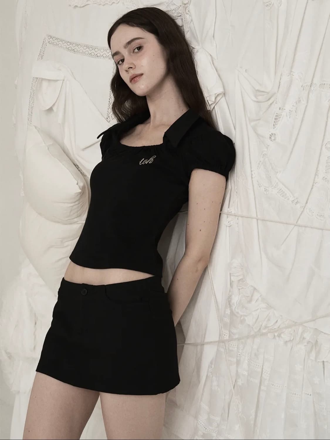 [새상품] toh dolly top goth 티오에이치 돌리 탑 블랙 상품이미지1