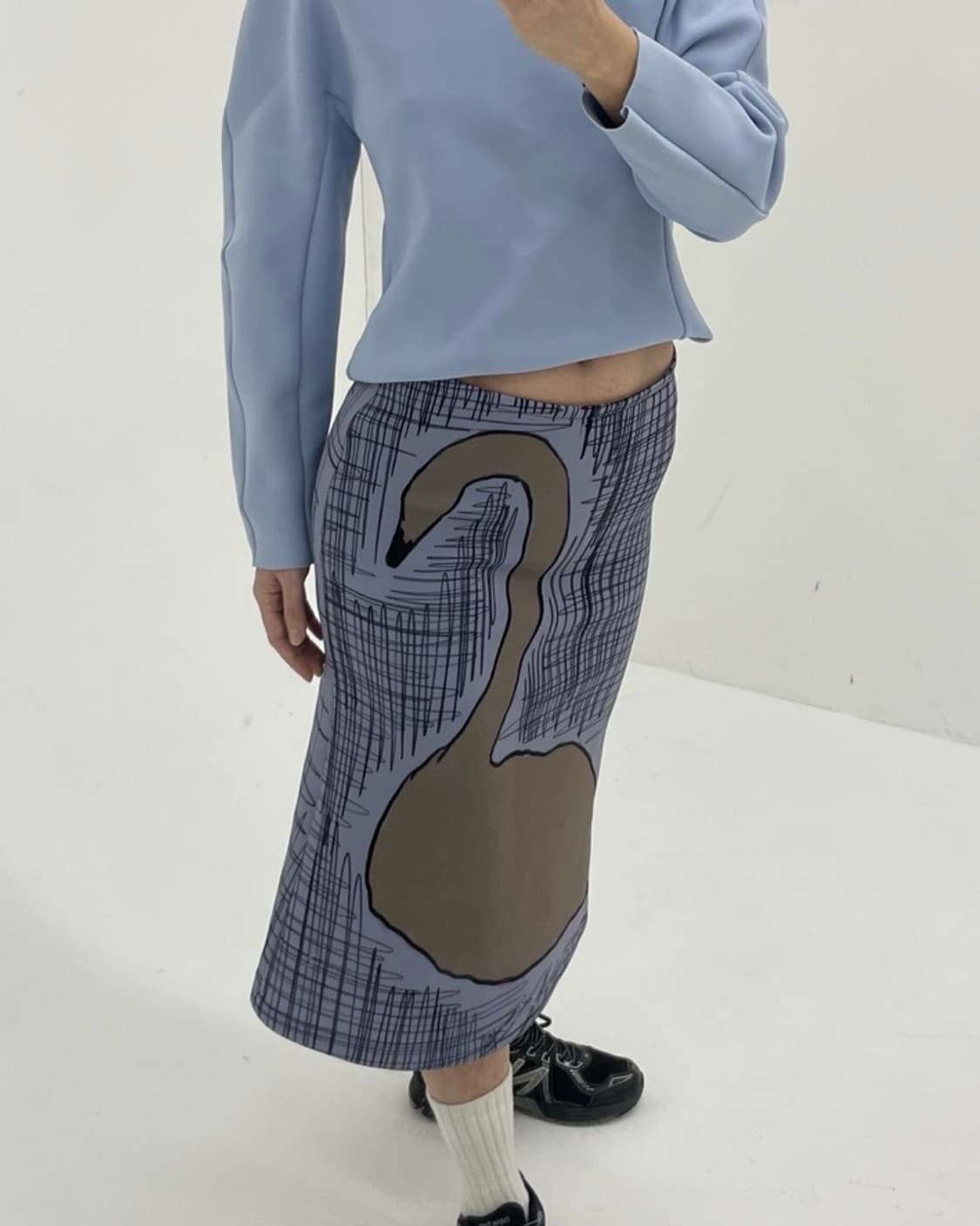 johansol swan low waist mid skirt 상품이미지2