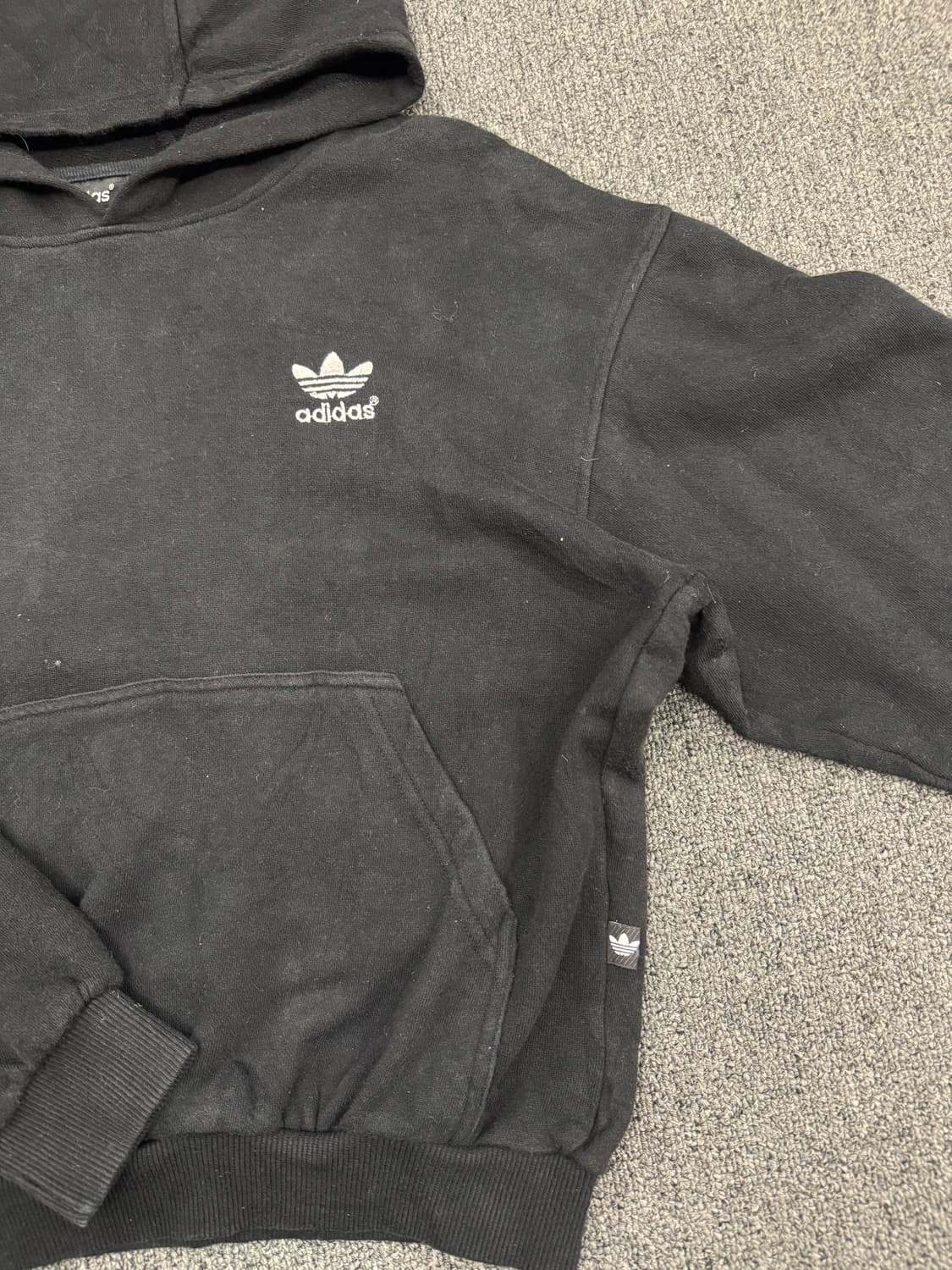 95)아디다스 빈티지 로고 블랙 후디 상품이미지2