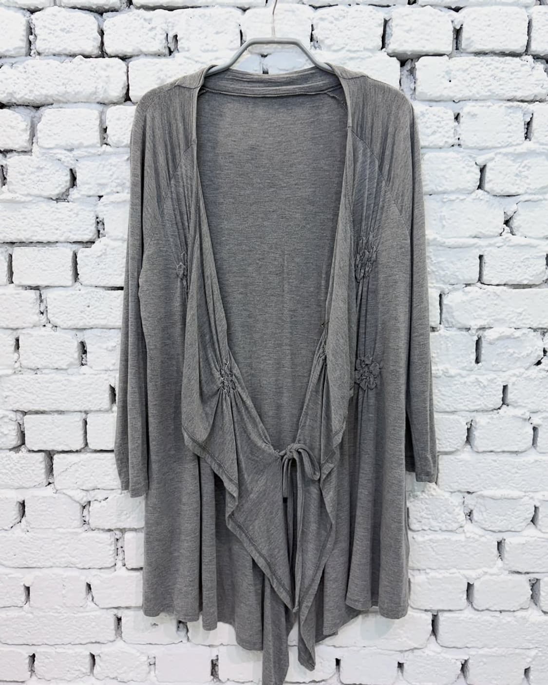 Draped Floral Detail Long Cardigan 상품이미지5