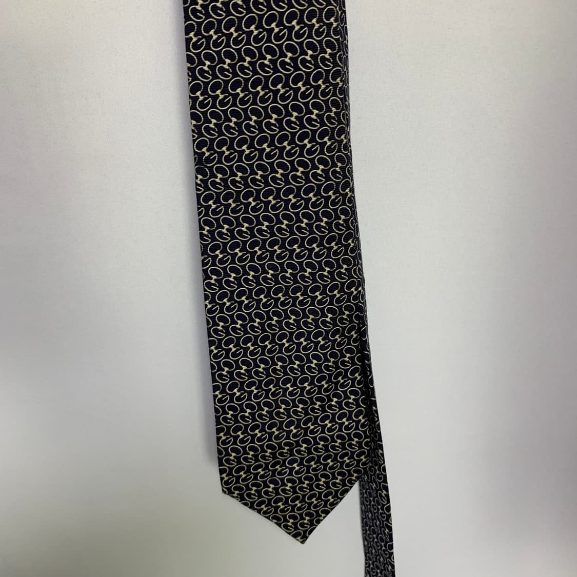 구찌 로고 패턴 실크 볼드 넥타이 이태리 빈티지 블랙 골드 상품이미지6