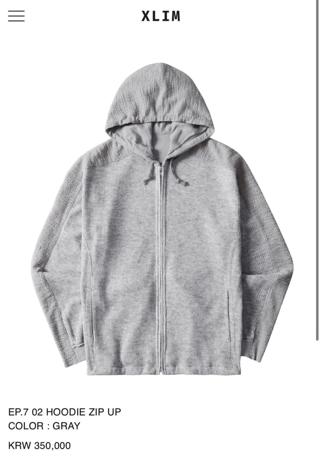 엑슬림 EP.7 HOODIE ZIP UP . Size L 상품이미지1