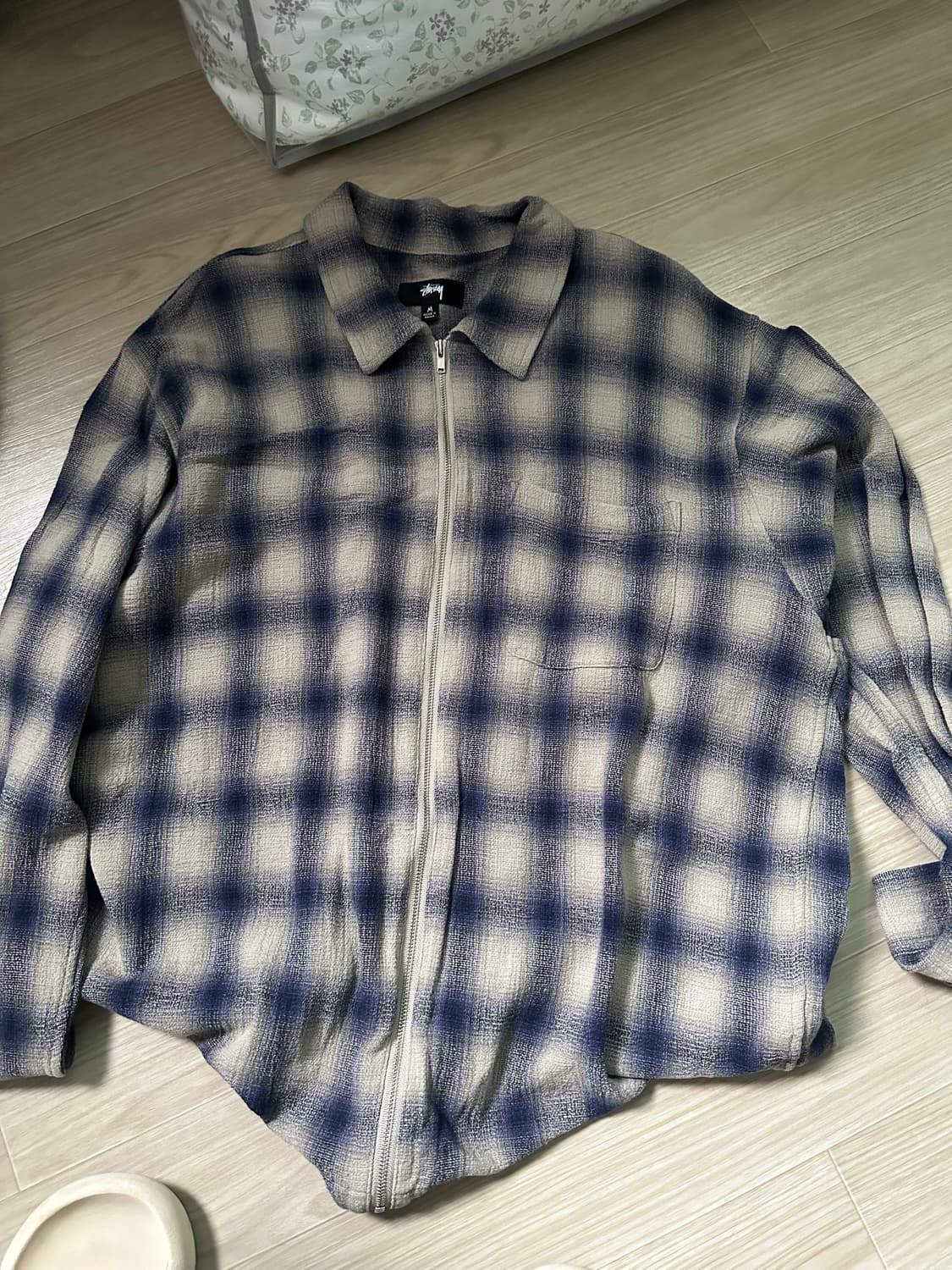 스투시 트위스티드 얀 플레이드 집 셔츠 내츄럴 M 상품이미지3