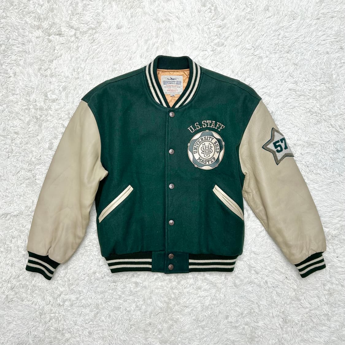 90’s 레더암 바시티 자켓 (M) 상품이미지1