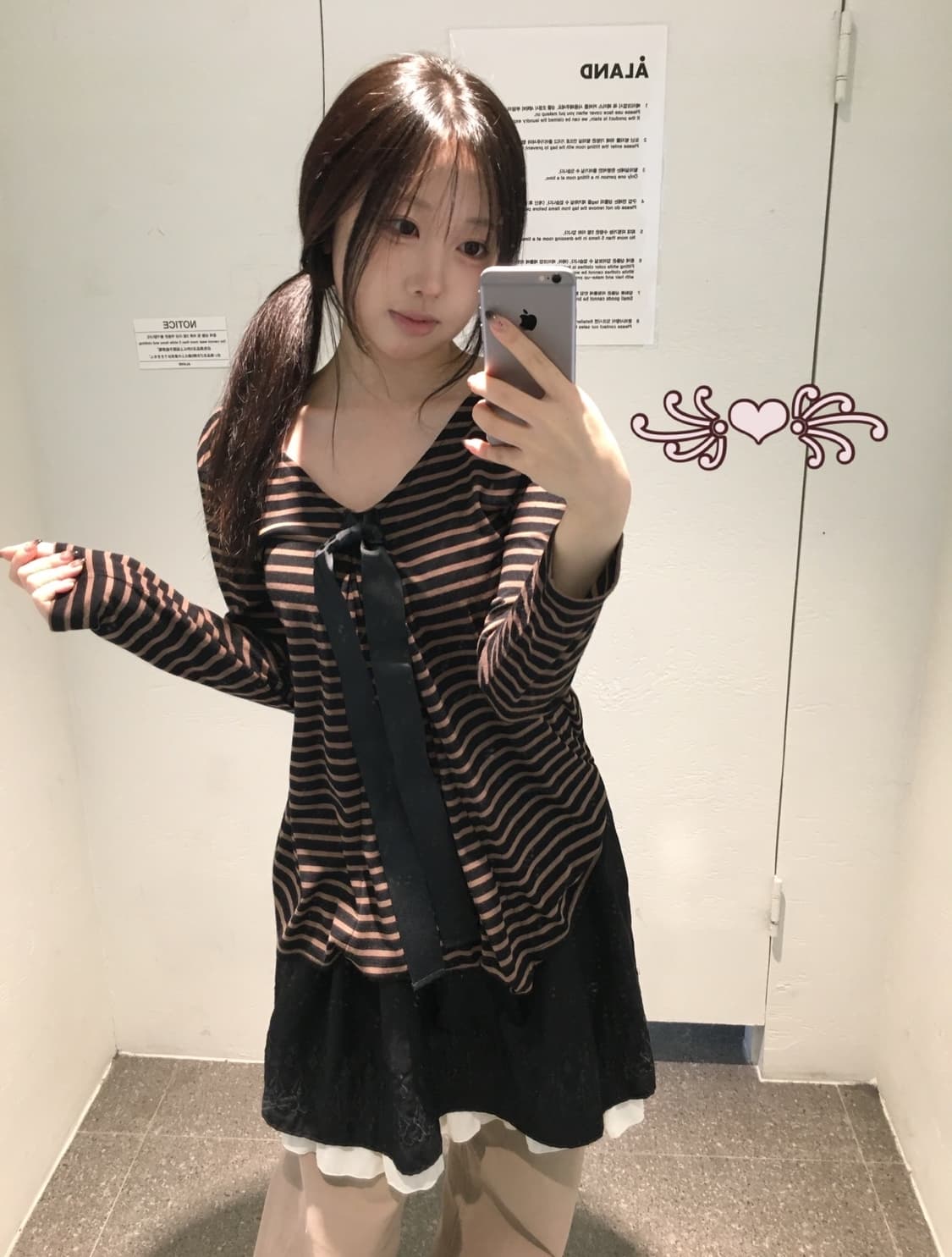 빈티지 브라운 스트라이프 코디세트 상품이미지2